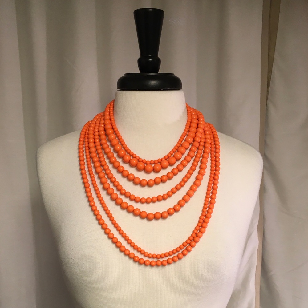 Orange multi-row necklace